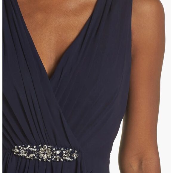 Eliza J NWT Embellished High/Low Chiffon Dress in Navy - Picture 6 of 9